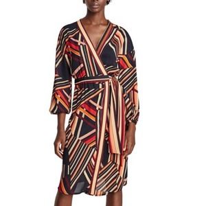 Zara Striped Asymmetrical Wrap Dress Multicolor S
